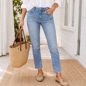 Democracy Ab Solution Jeans Size 6 Light Wash Raw Hem Straight Denim